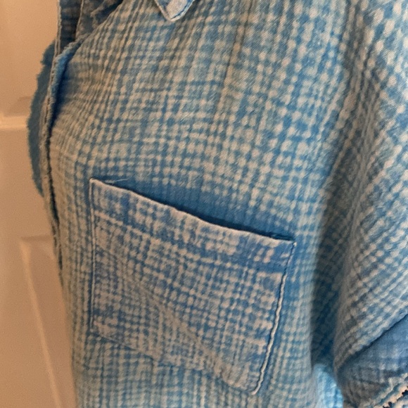 Women's ZENANA Deep Sky Acid Washed Button Down Shirt Dress NWOT - Picture 4 of 8